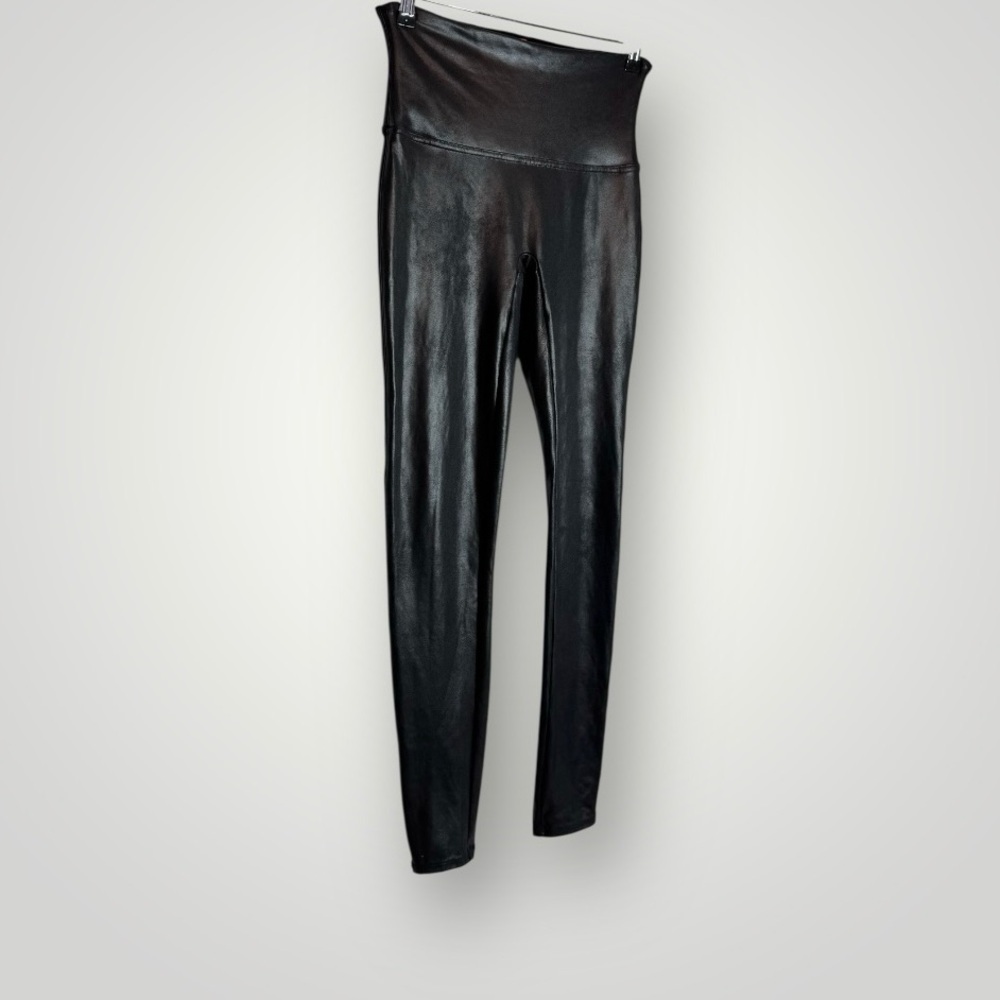 Spanx SPANXshape Faux Leather Leggings Size Large Skinny Core Compression Black - Picture 4 of 9
